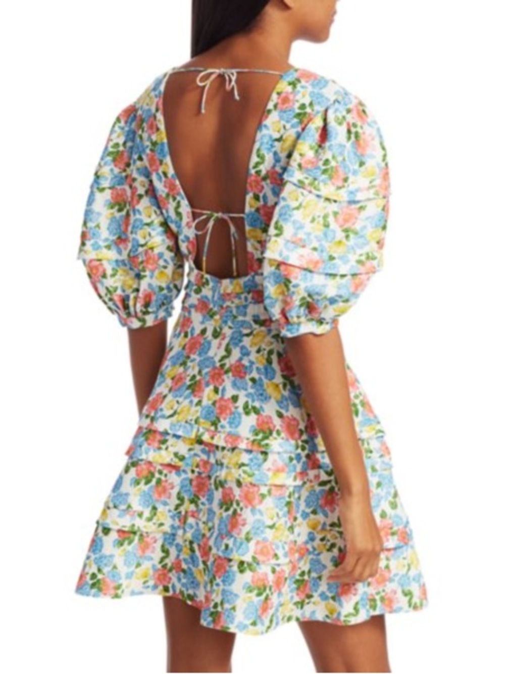 Amur silk linen puffy sleeve Avian dress